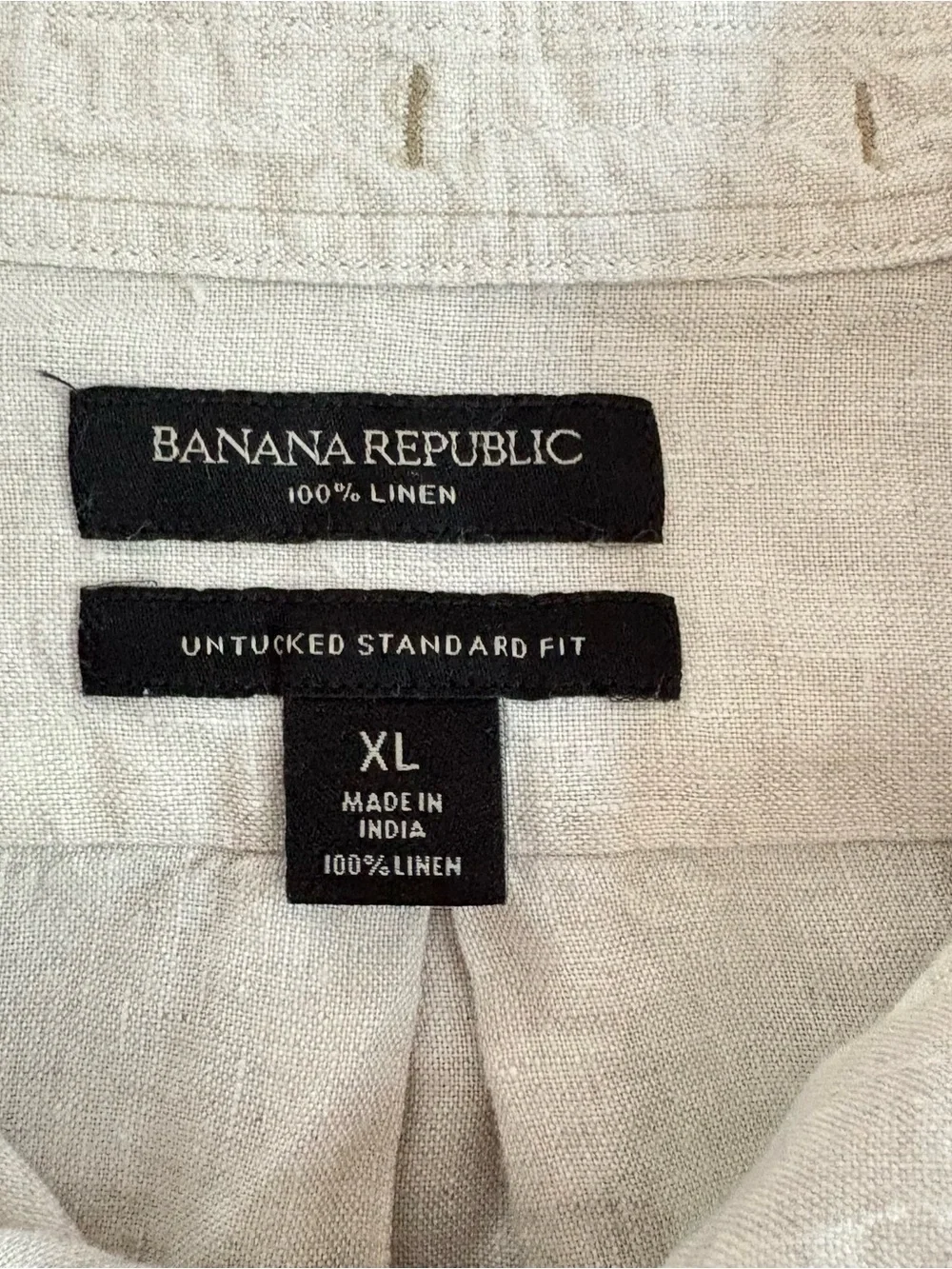 Banana Republic Men’s XL Linen Shirt Beige Long Sleeve Button Front Untucked Fit